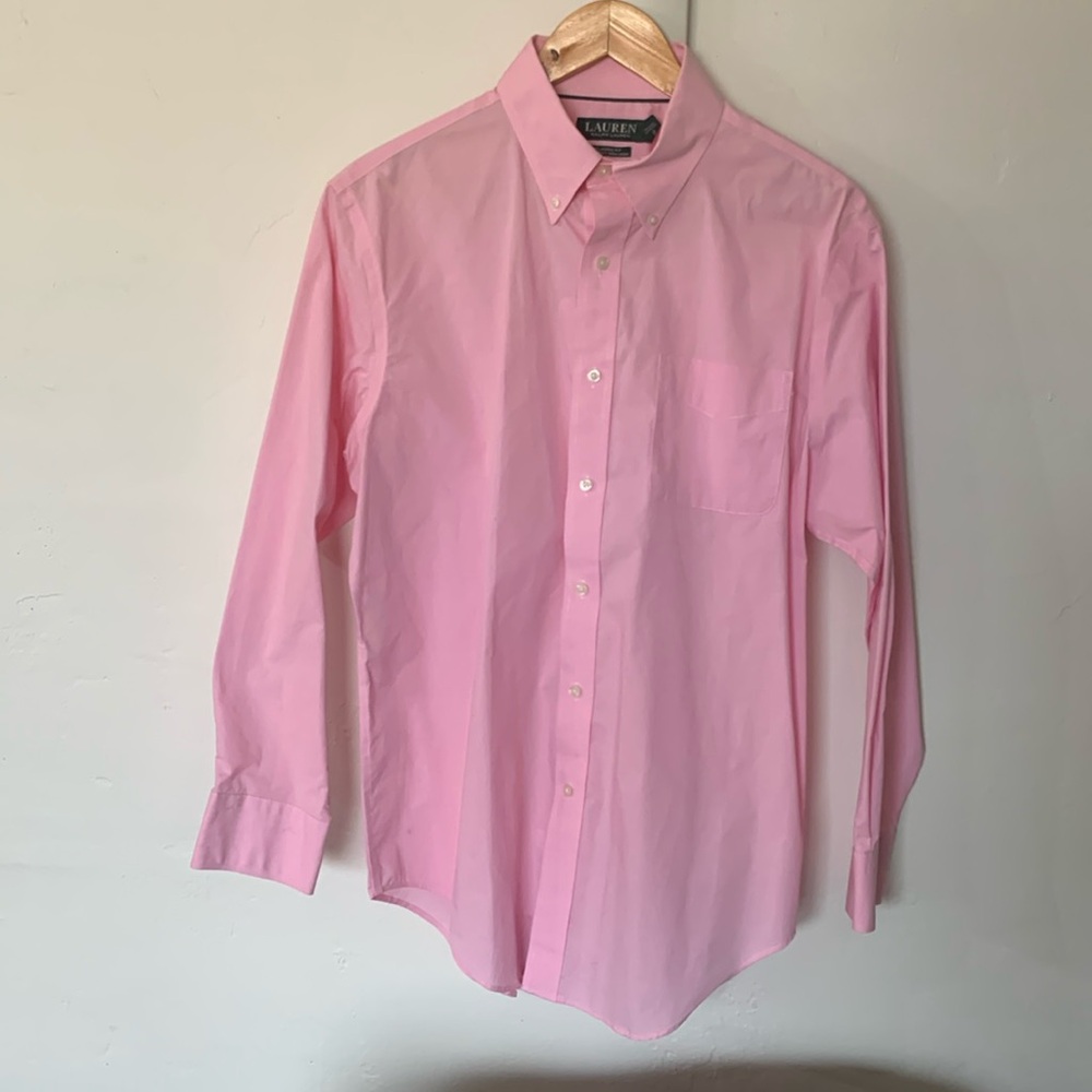 New Lauren Ralph Lauren Pink Classic Fit Stretch Non Iron Button Down Shirt